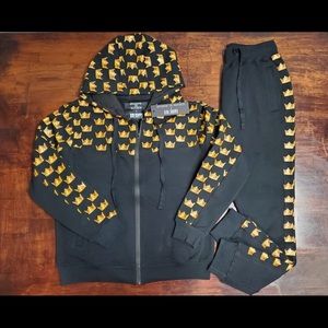 louis vuitton sweatsuit brown gold zipper women